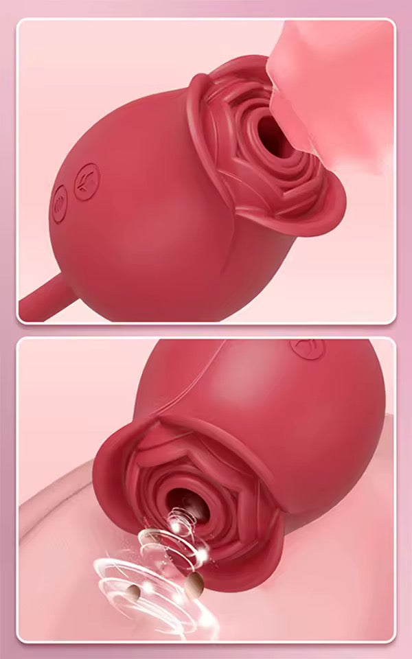 Rose-Shaped Thrusting & Sucking Vibrator