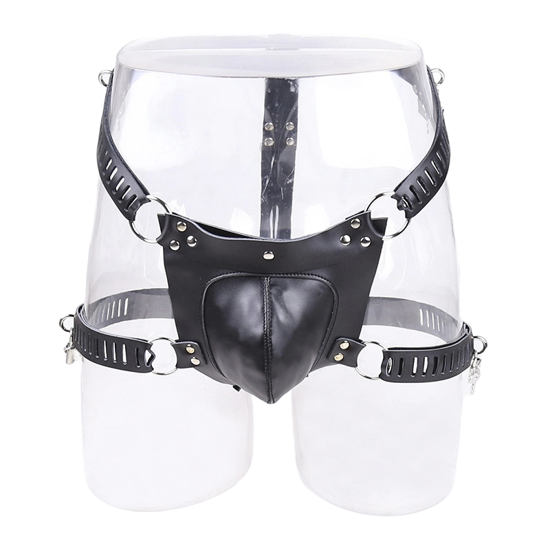IronClad Men’s Leather Chastity Shorts – Adjustable Bondage Panties