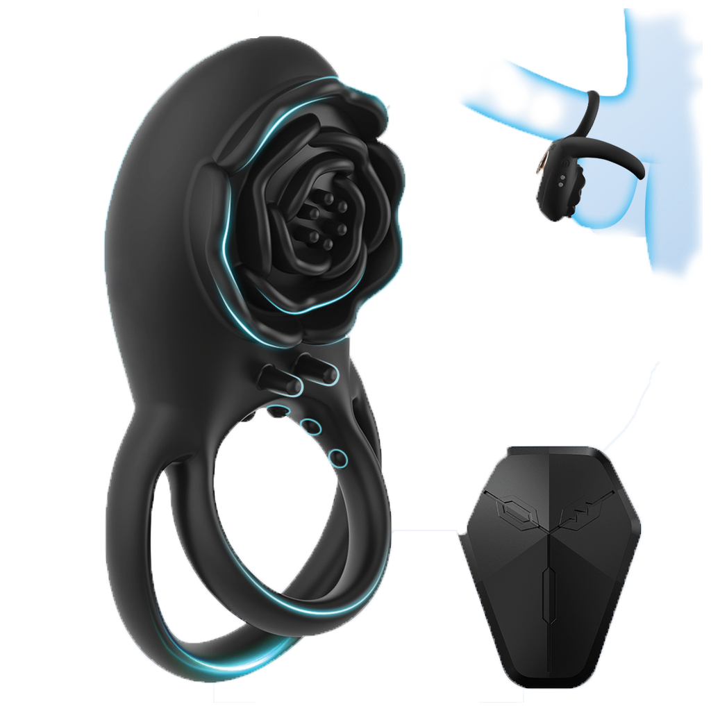 RoseVibe Silicone Vibrating Cock Ring – Couples Pleasure Toy with Clitoral Stimulator