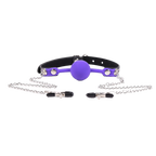 Purple Temptation Mouth Ball & Clip – Leather BDSM Sex Toy for Adults