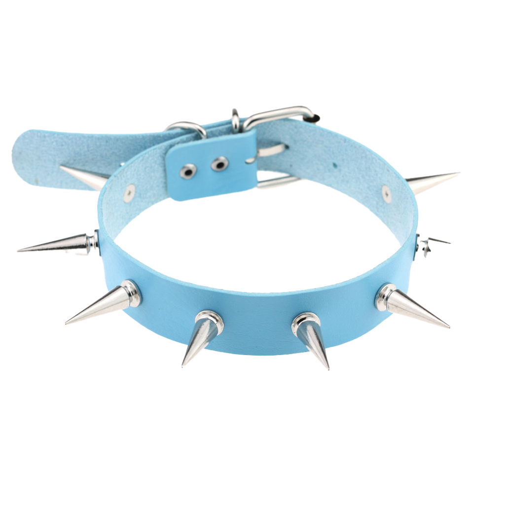 SkySpike Punk Leather Choker – Egirl Cosplay & Bondage Neck Accessory