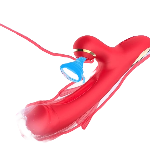 BlissBunny 3-in-1 Red Rabbit Vibrator – Sucking, Thrusting & Flapping Pleasure Toy