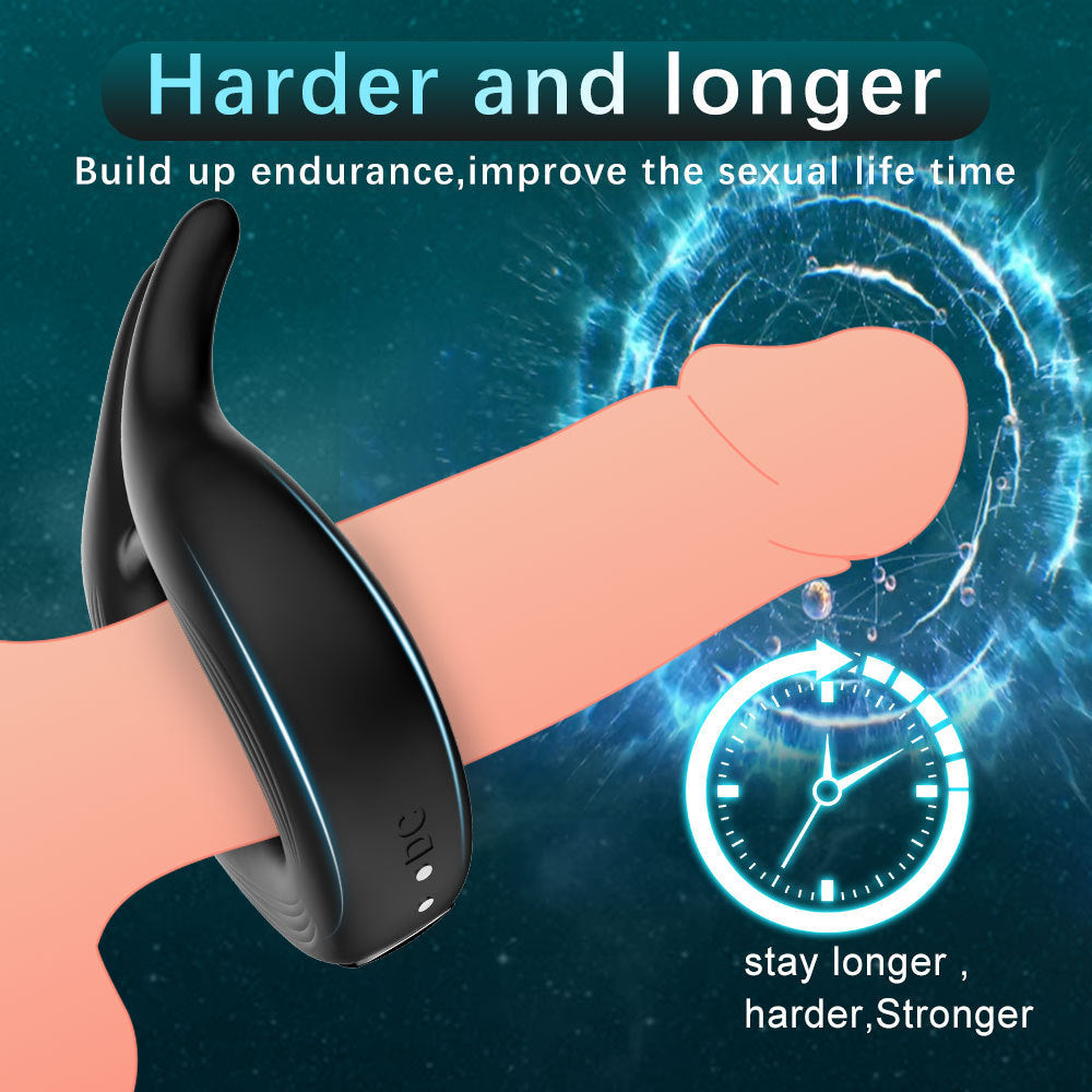 VibeRing Rabbit Ear Silicone Cock Ring – Electric Stimulation & Delayed Intercourse Toy for Men