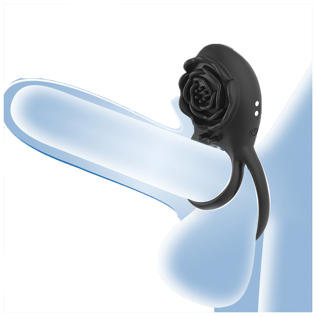 RoseVibe Silicone Vibrating Cock Ring – Couples Pleasure Toy with Clitoral Stimulator
