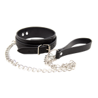 IronClad PU Leather Neck Collar with Chain – Adjustable Bondage Accessory