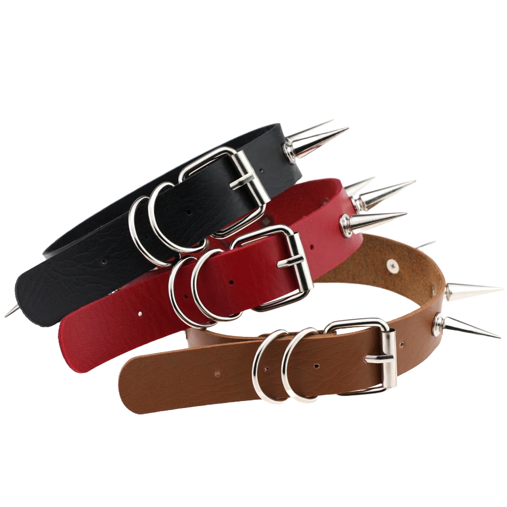 SkySpike Punk Leather Choker – Egirl Cosplay & Bondage Neck Accessory