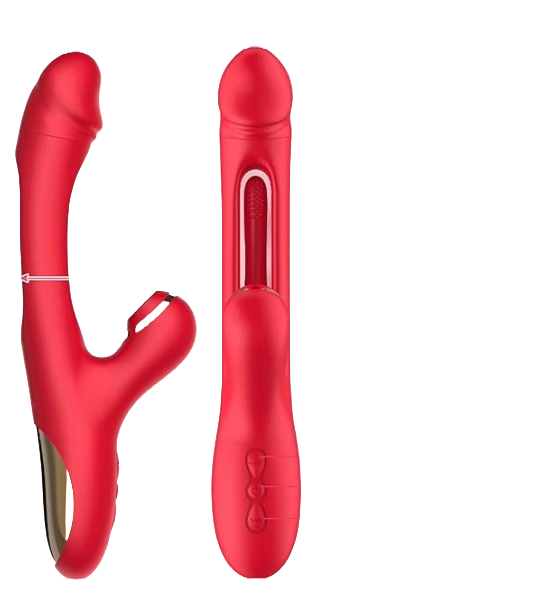 BlissBunny 3-in-1 Red Rabbit Vibrator – Sucking, Thrusting & Flapping Pleasure Toy