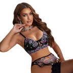 BloomLace Embroidered Three-Piece Lingerie Set – Sheer Floral Seduction