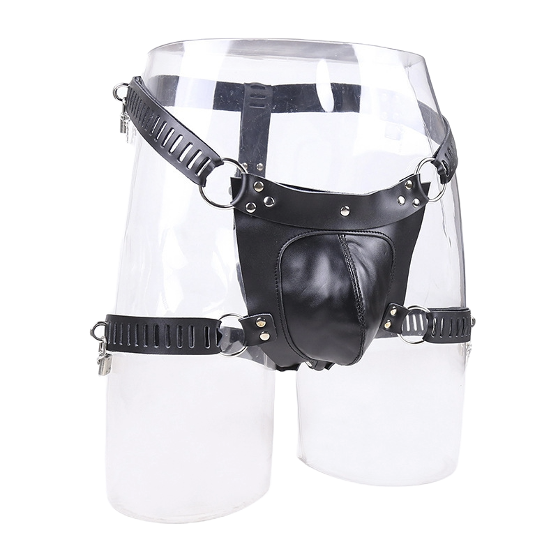 IronClad Men’s Leather Chastity Shorts – Adjustable Bondage Panties
