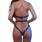 Midnight Enforcer PU Leather Bondage Coat – Hollow Strap Discipline Wear