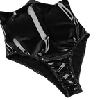 Obsidian Lace Patent Leather Bodysuit – Black Lycra Seduction Wear