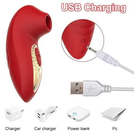 Red Breast Massager – 10 Frequency Sucking Vibrator for Women