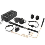 Dominion 8-Piece SM Bondage Set – Handcuffs, Gag, Whip & Collar with Storage Bag