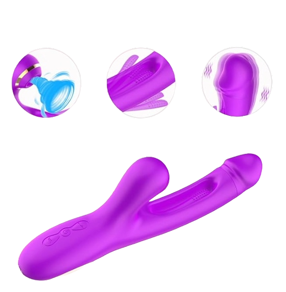 BlissBunny 3-in-1 Red Rabbit Vibrator – Sucking, Thrusting & Flapping Pleasure Toy