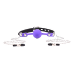Purple Temptation Mouth Ball & Clip – Leather BDSM Sex Toy for Adults