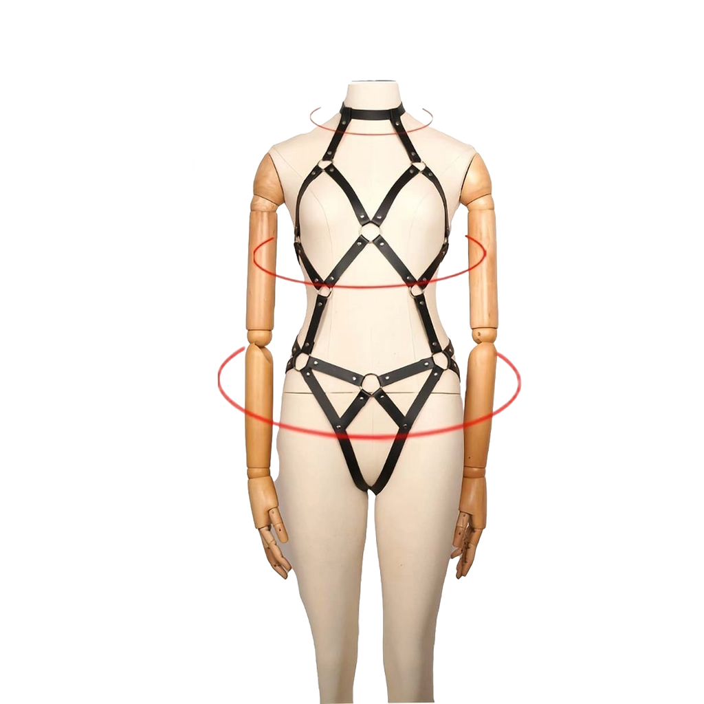 Midnight Enforcer PU Leather Bondage Coat – Hollow Strap Discipline Wear