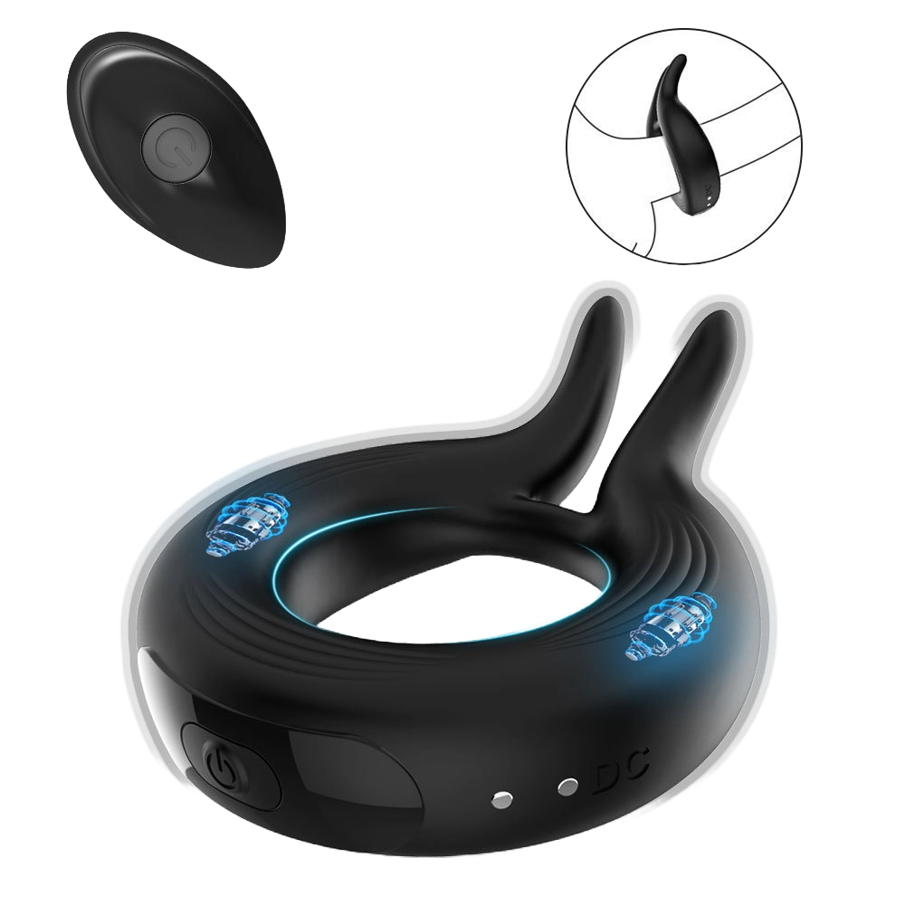 VibeRing Rabbit Ear Silicone Cock Ring – Electric Stimulation & Delayed Intercourse Toy for Men