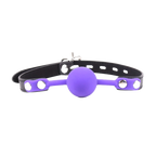 Purple Temptation Mouth Ball & Clip – Leather BDSM Sex Toy for Adults