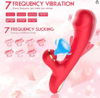 BlissBunny 3-in-1 Red Rabbit Vibrator – Sucking, Thrusting & Flapping Pleasure Toy