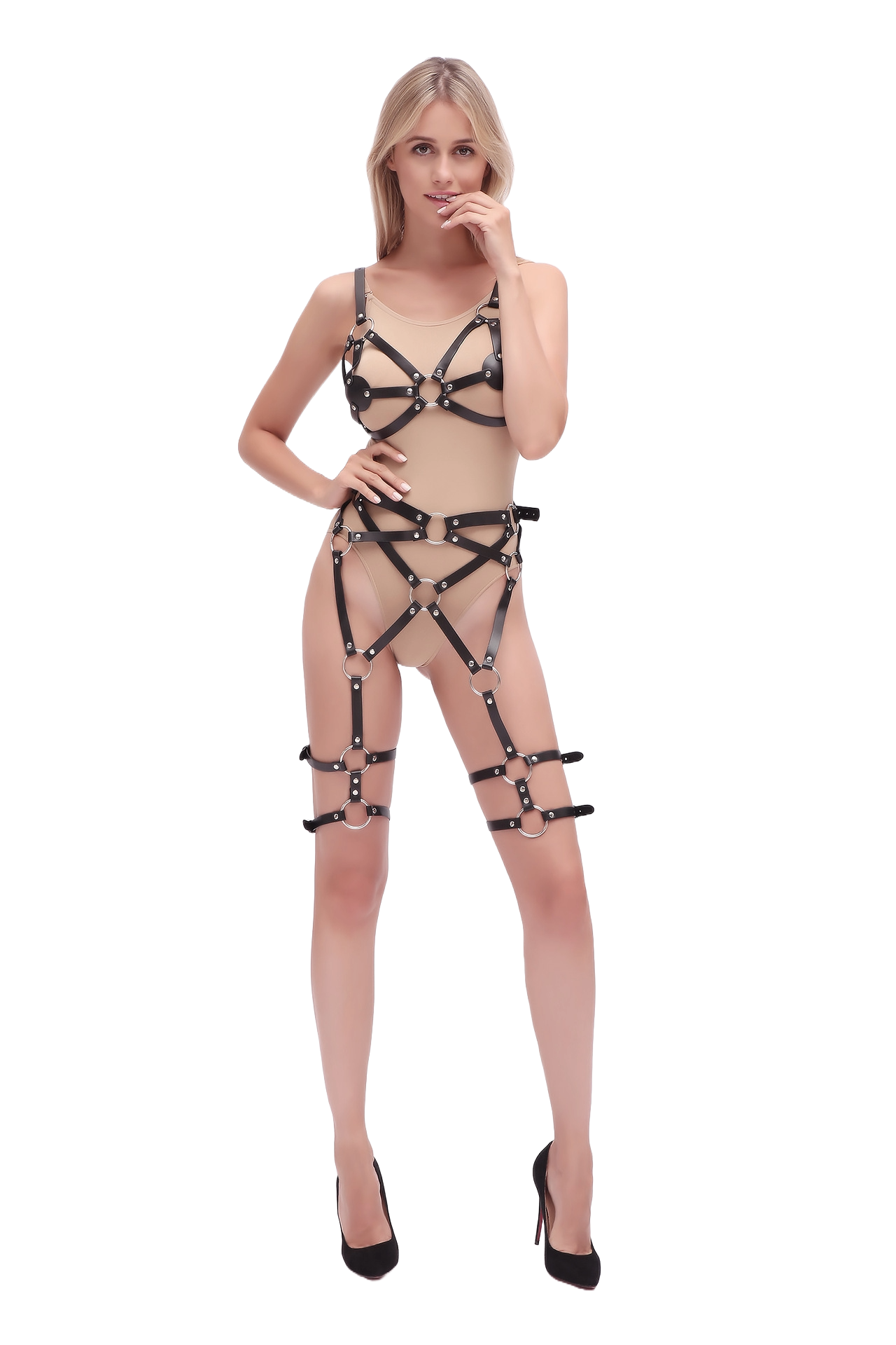 DarkEmbrace PU Leather Hollow Sling Bra – Tight Bondage Lingerie