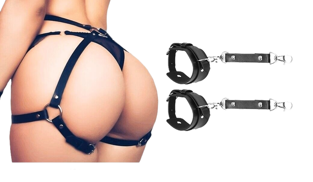BoundElegance Waist Belt & Handcuffs Set – Adjustable Female Bondage Gear