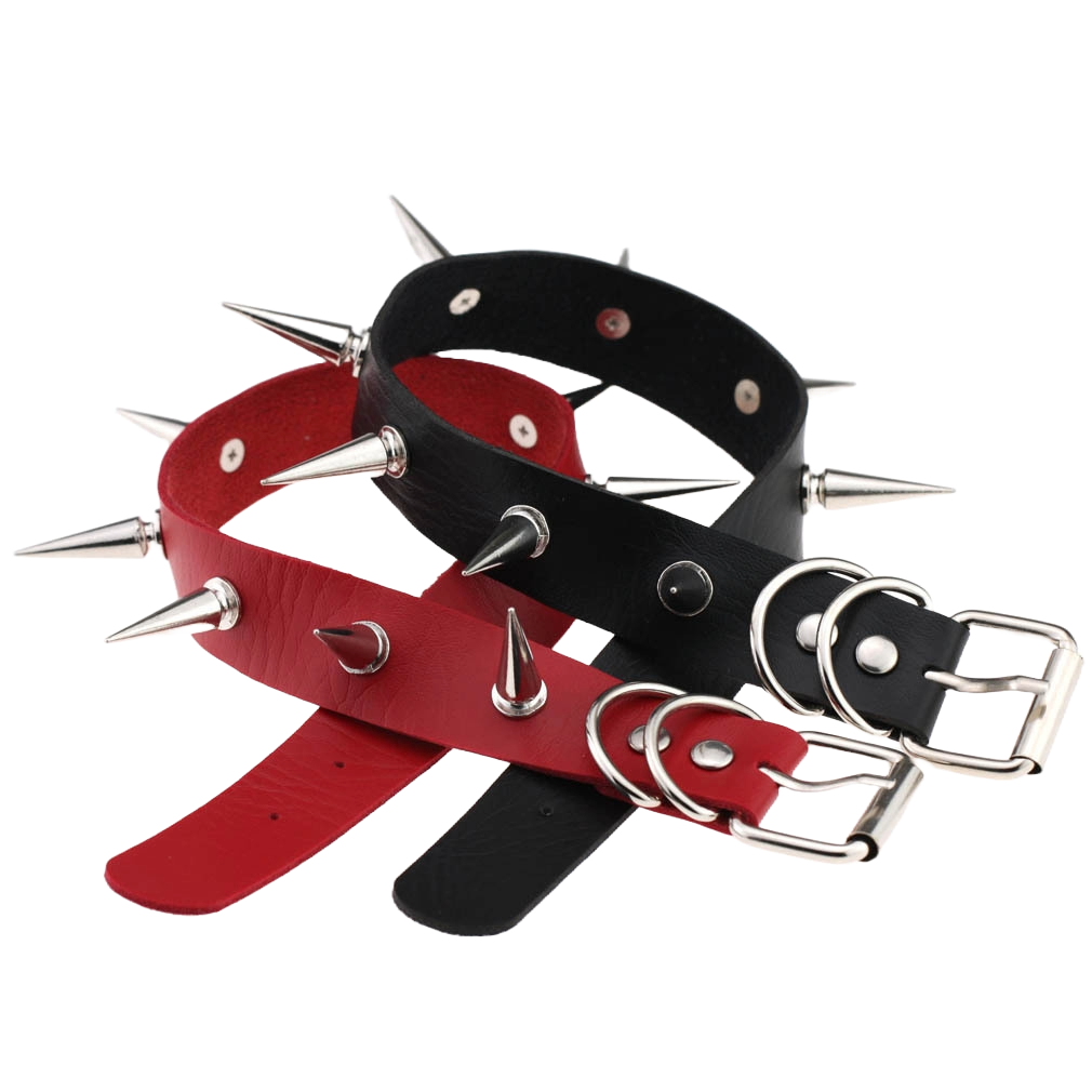 SkySpike Punk Leather Choker – Egirl Cosplay & Bondage Neck Accessory