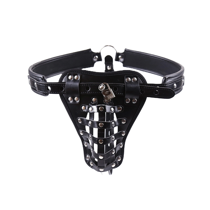 IronClad Men’s Leather Chastity Shorts – Adjustable Bondage Panties