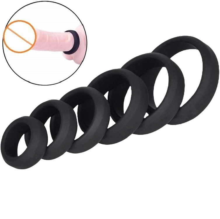 FlexiPlay 6-Piece Silicone Horseshoe Ring Set – Adjustable Scrotum & Penis Bondage Rings