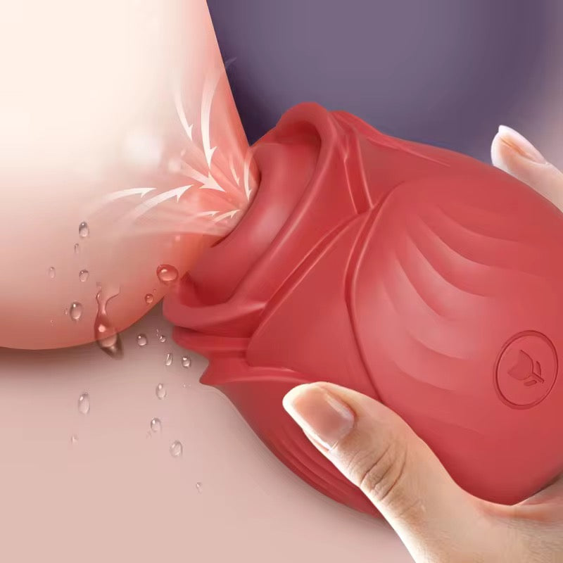 Rose-Shaped Thrusting & Sucking Vibrator