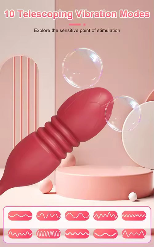 Rose-Shaped Thrusting & Sucking Vibrator