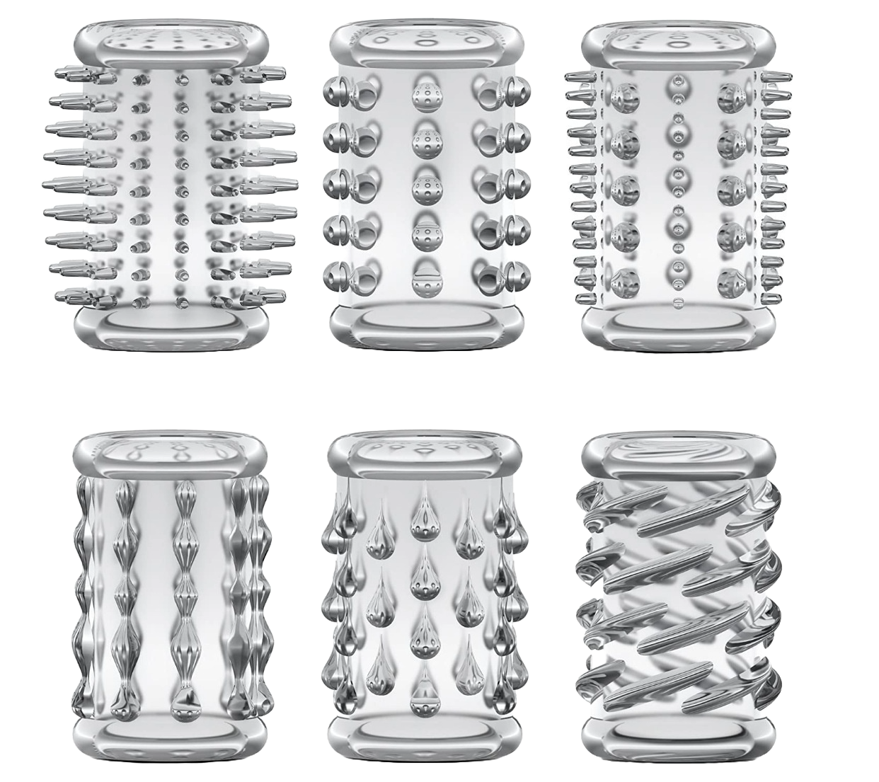 Crystal Finger Ring Male Toy Set – 6-Piece Stretchable TPR Pleasure Rings