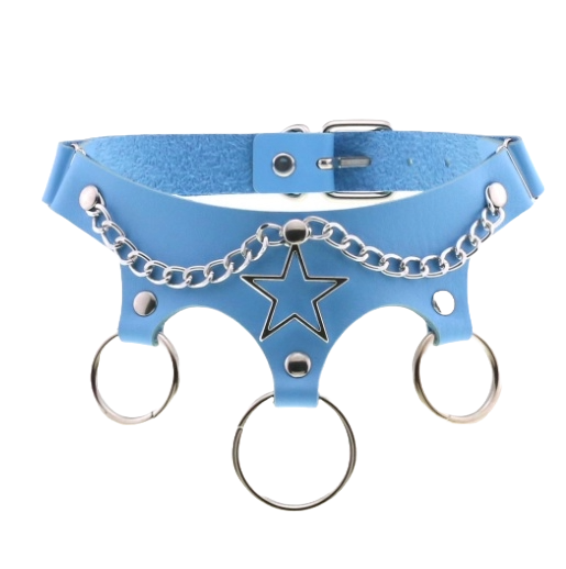 SkySpike Punk Leather Choker – Egirl Cosplay & Bondage Neck Accessory