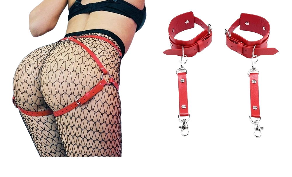 BoundElegance Waist Belt & Handcuffs Set – Adjustable Female Bondage Gear