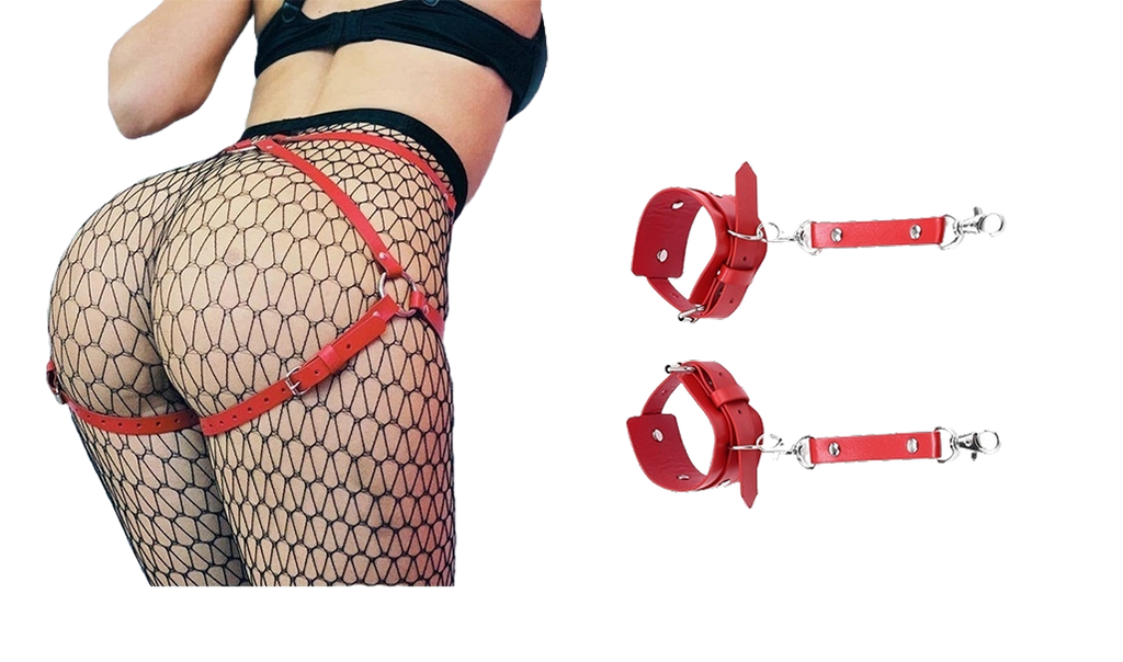 BoundElegance Waist Belt & Handcuffs Set – Adjustable Female Bondage Gear