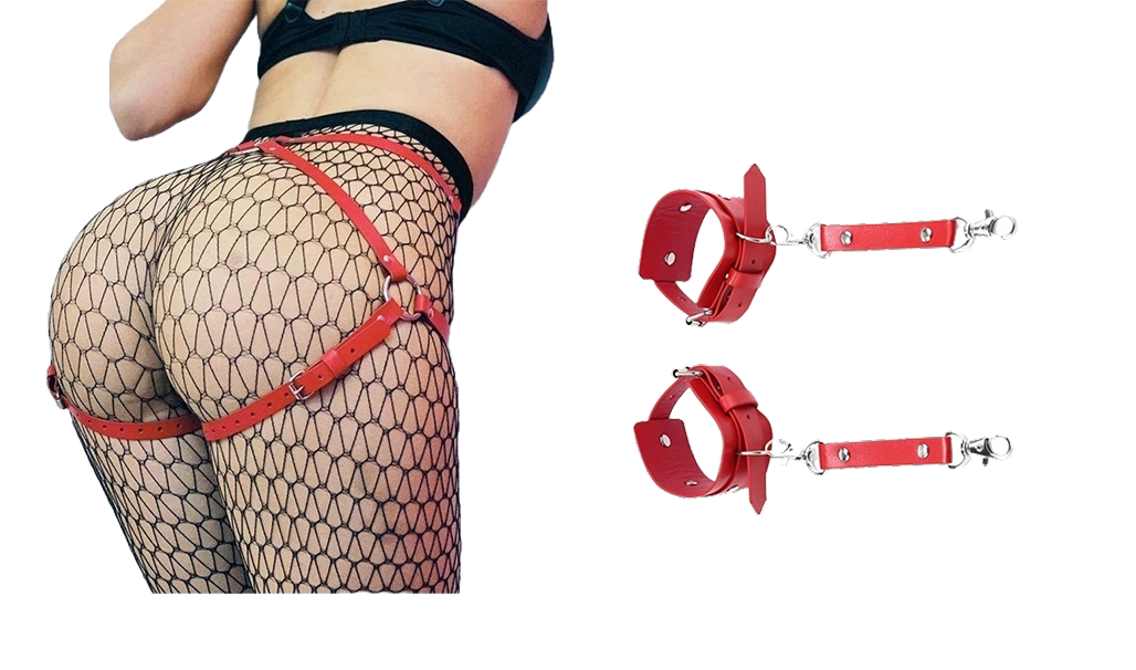 BoundElegance Waist Belt & Handcuffs Set – Adjustable Female Bondage Gear