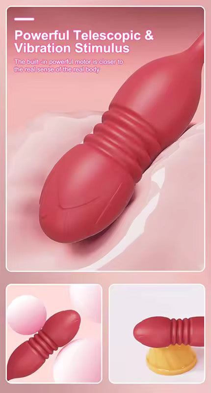 Rose-Shaped Thrusting & Sucking Vibrator