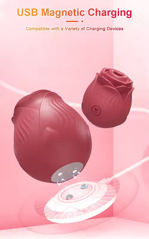 Rose-Shaped Thrusting & Sucking Vibrator