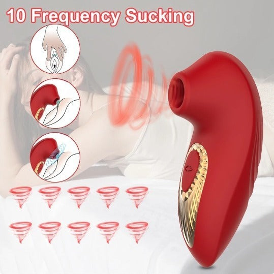 Red Breast Massager – 10 Frequency Sucking Vibrator for Women